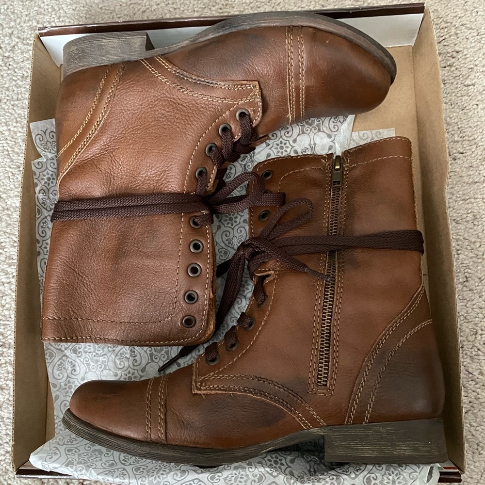 Zigi Soho Punisher Tan Leather Combat Boots Size 7